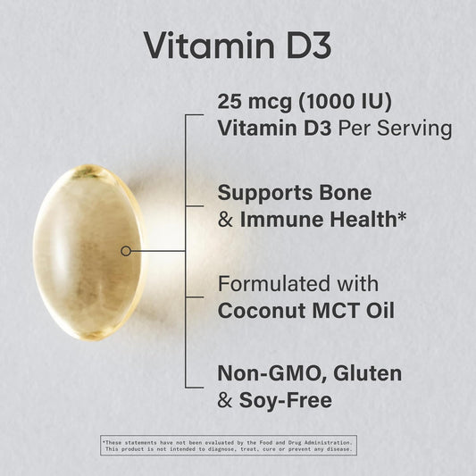 ® Vitamin D3 1000 IU with Coconut Gluten Free · Non-Gmo · Soy Free - 360 Count Softgels