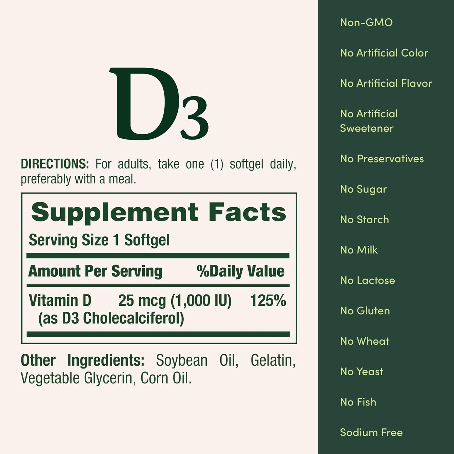 Vitamin D3 1000 IU Helps Maintain Healthy Bones, 250 Rapid Release Softgels
