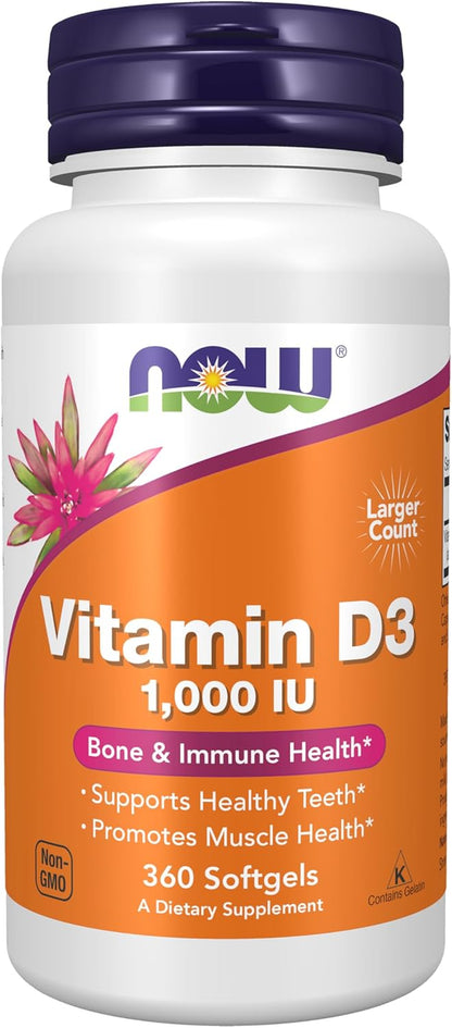 Supplements, Vitamin D-3 1,000 IU, High Potency, Structural Support*, 360 Softgels