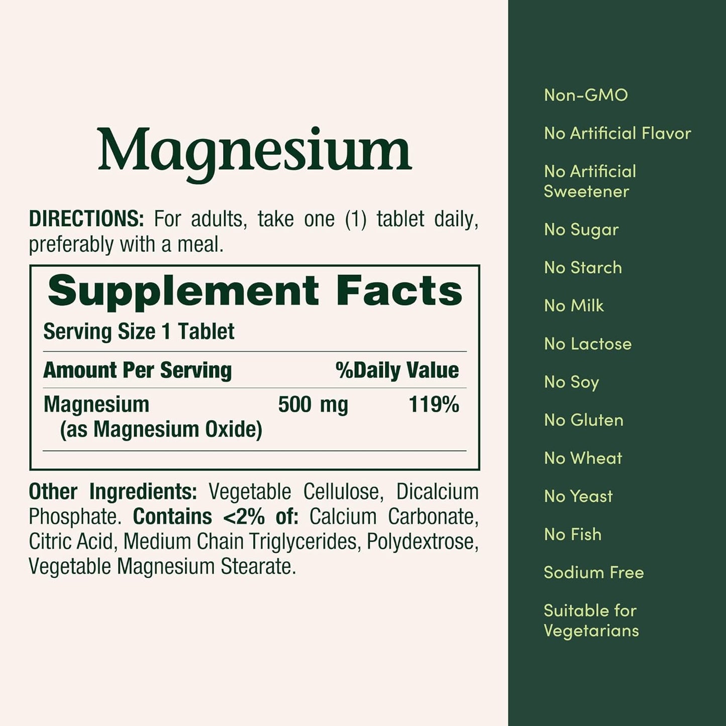 Magnesium Supplements 500Mg/ 200 Count 