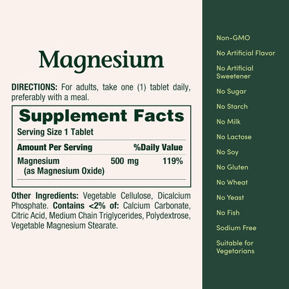 Magnesium Supplements 500Mg/ 200 Count 