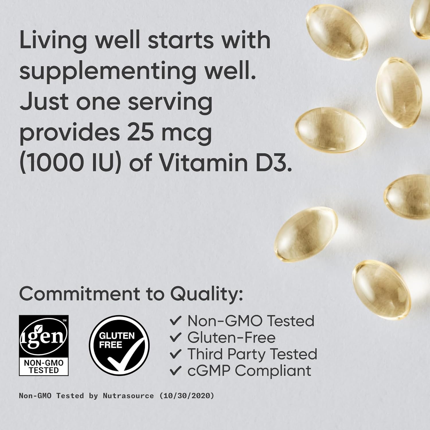 ® Vitamin D3 1000 IU with Coconut Gluten Free · Non-Gmo · Soy Free - 360 Count Softgels