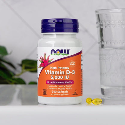 Vitamin D-3 5,000 IU, High Potency, 240 Softgels