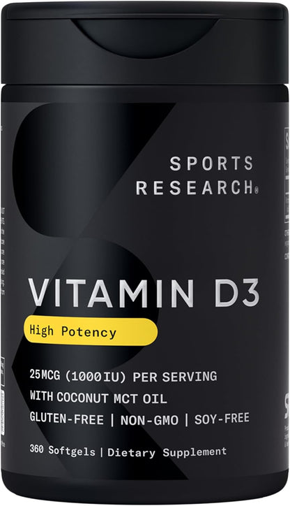 ® Vitamin D3 1000 IU with Coconut Gluten Free · Non-Gmo · Soy Free - 360 Count Softgels